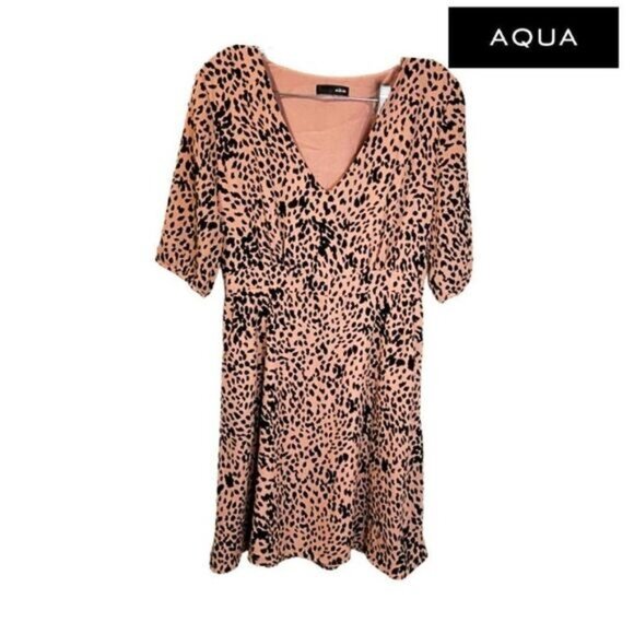 Aqua Women's Leopard Print V-Neck Party Dress Pink - Picture 2 of 8